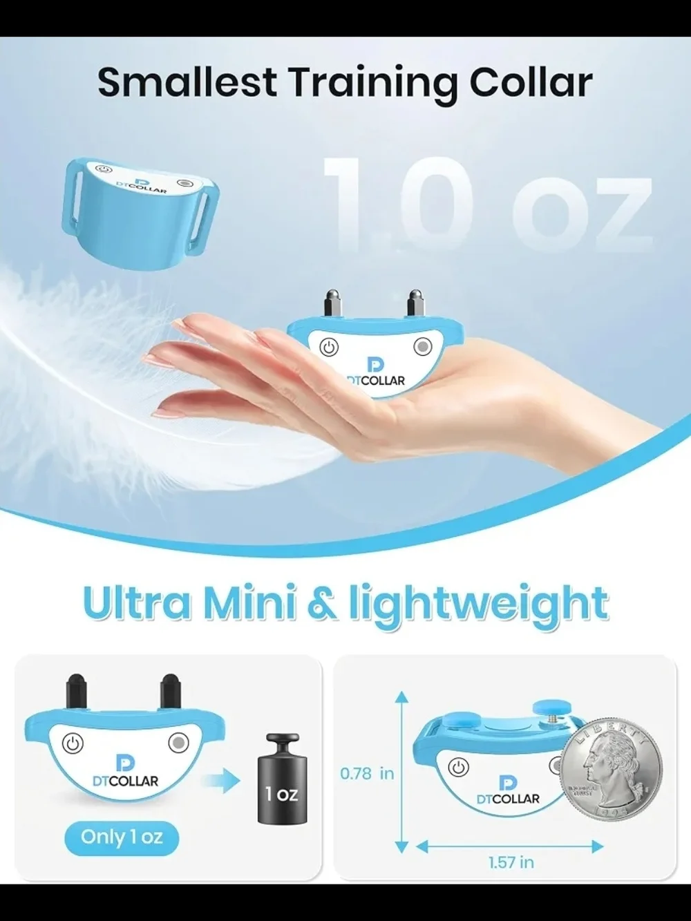 Mini Cat Training Collar with Remote, 3300ft Collar with Shock/Vibration/Beep